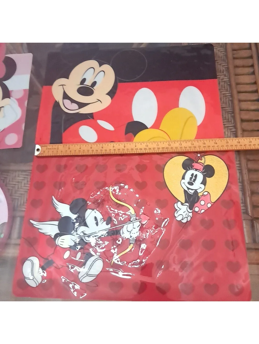 Disney Placemats set 5 Mickey Minnie Valentine's Day Meal Time Fun kids pink red